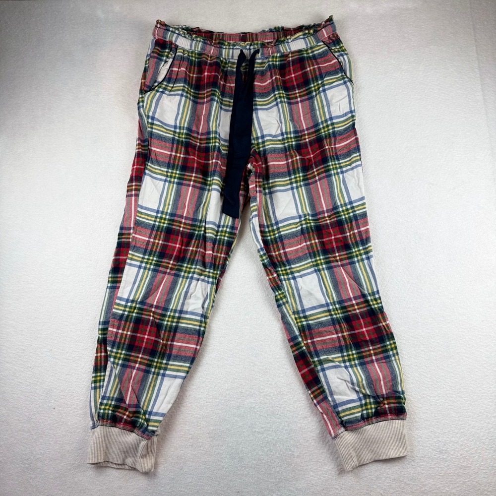 Aerie Plaid Pajama Joggers Multicolor Tartan Paperbag Waist Pants Large Regular